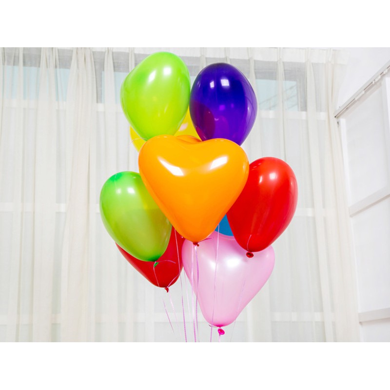 Bộ 100 Bong Bóng Bay Balloon Hình Trái Tim - Hàng Việt Nam Chất Lượng Cao Nhiều Màu - LICLAC