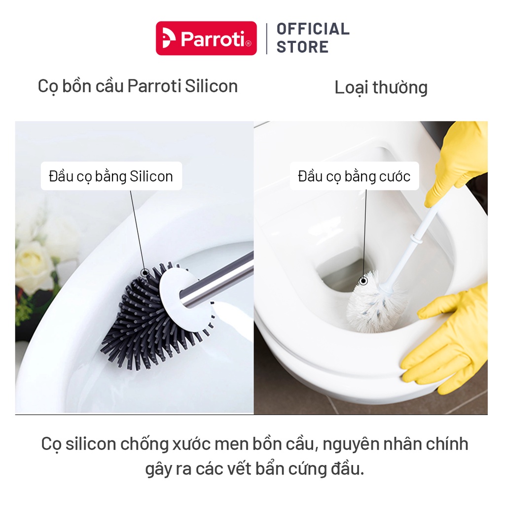 Cọ bồn cầu silicon, chà toilet nhà vệ sinh - Parroti Silicon SL01