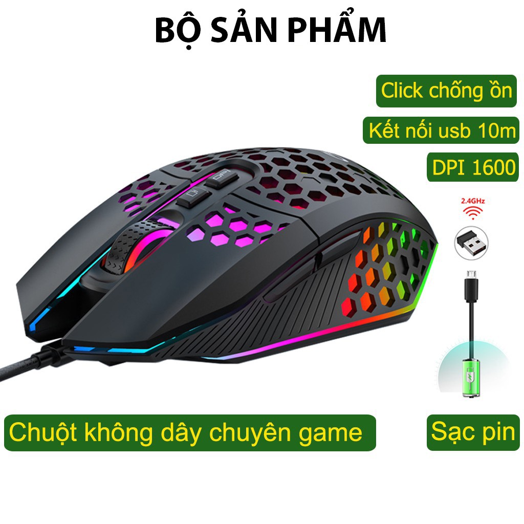 Chuột không dây Gaming Latope chuột bàn phím máy tính laptop Full LED RGB X801