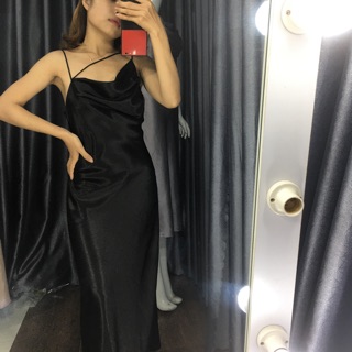 Đầm lụa 3 dây cổ lệch siêu hot