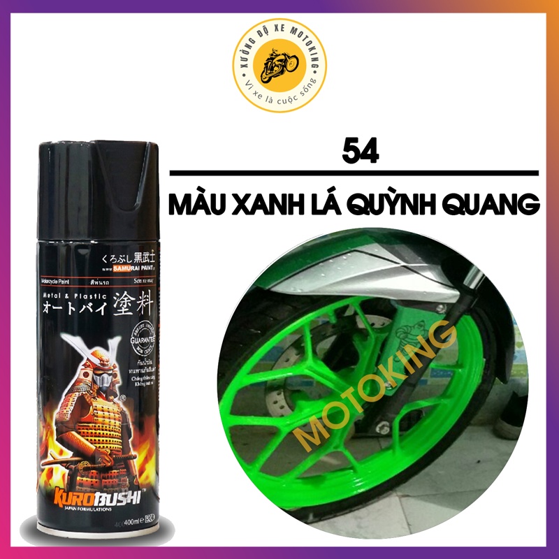 Combo sơn Samurai màu xanh lá huỳnh quang 54 loại 2K chuẩn quy trình độ bền 5 năm 2K04 - UC1002 - 54 - 2K01