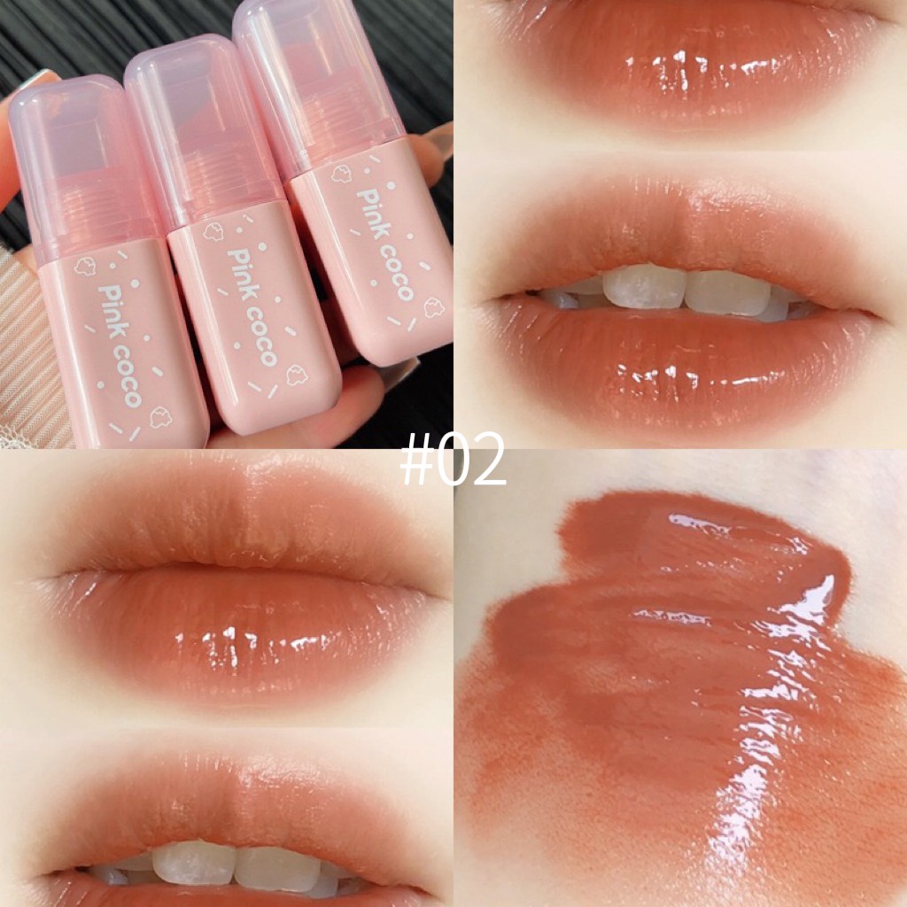 Son tint bóng lì dưỡng ẩm PINK COCO hình bánh Donut dễ thương dưỡng căng bóng mềm mịn