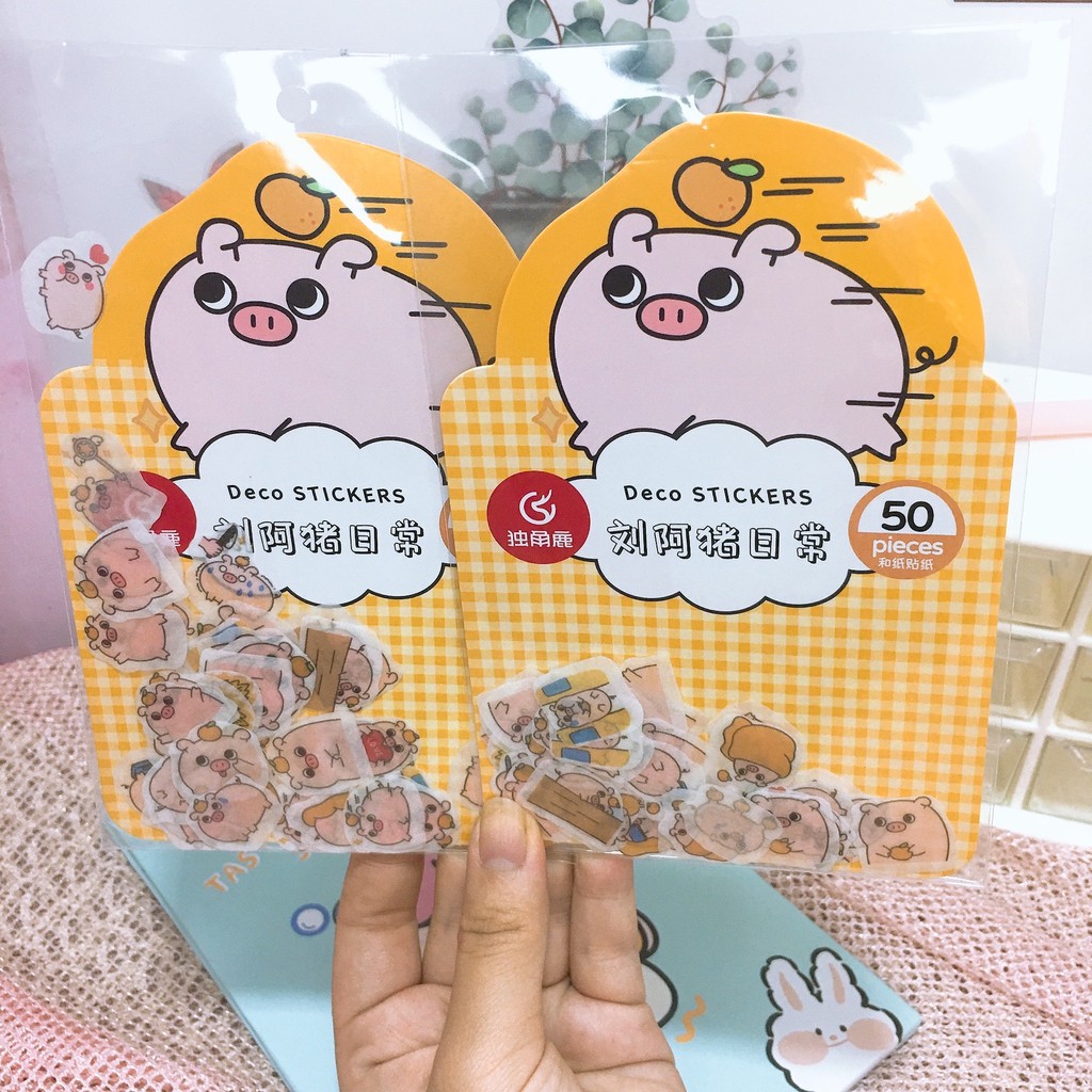 Sticker Hình Con Vật Dễ Thương Cute Hình Con Ếch Heo Cún Gấu Trang Trí Sổ Tay Góc Học Tập Dán Mũ Bảo Hiểm Vali