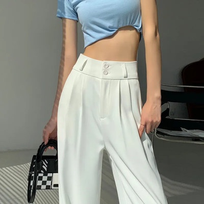 Quần ống rộng Lưng Cao Thời Trang retro Cho Nữ