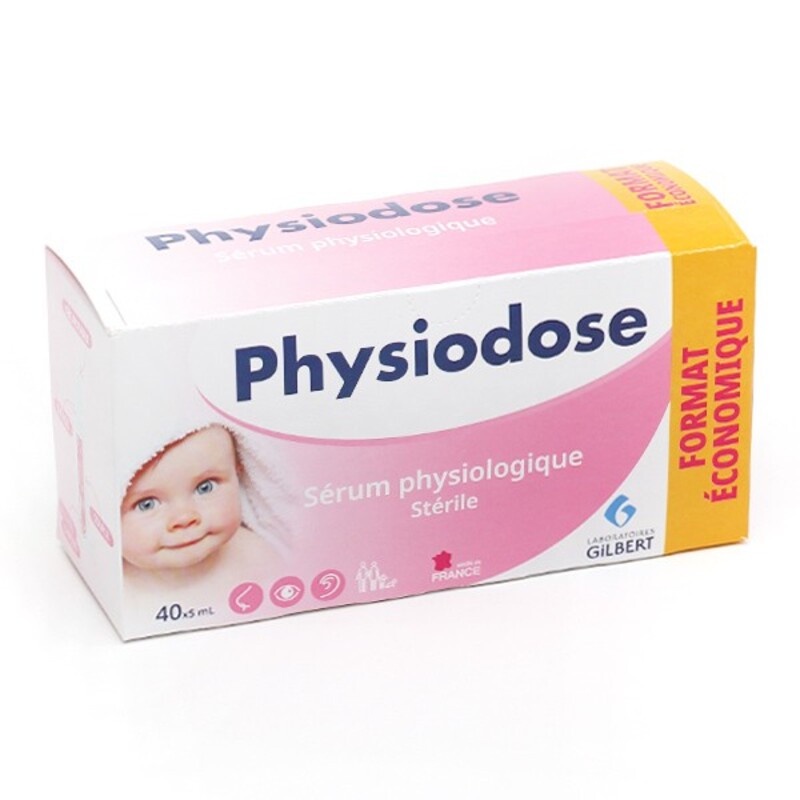 Nước muối sinh lý tép hồng Physiodose 40 ống, Pháp, mẫu mới