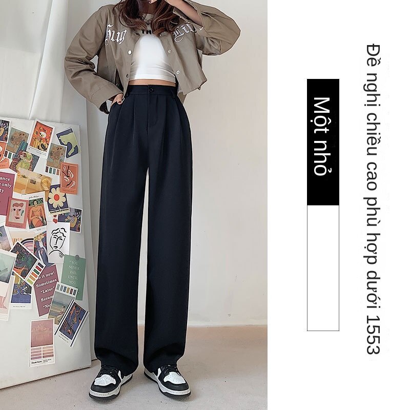 Quần Kaki Ống Rộng Lưng Cao Dáng Rộng Size S-XXL Mùa Xuân 2022 Mới