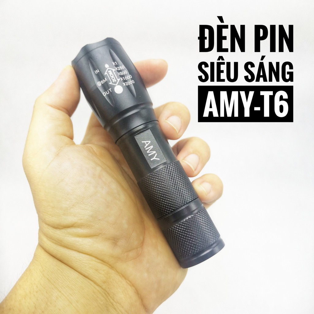 Đèn pin Police T6 MỚI siêu sáng Tặng Bộ sạc và pin sạc - BH 1 ĐỔI 1