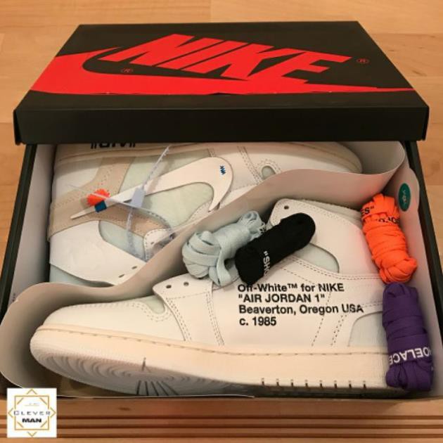 (BẢN SIÊU CẤP - TẶNG MÓC KHÓA) Giày thể thao nam nữ AIR JORDAN 1 OFF WHITE Full Trắng siêu đẹp | BigBuy360 - bigbuy360.vn