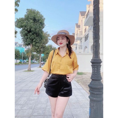 Áo sơ mi 2 túi đũi cộc tay rơi