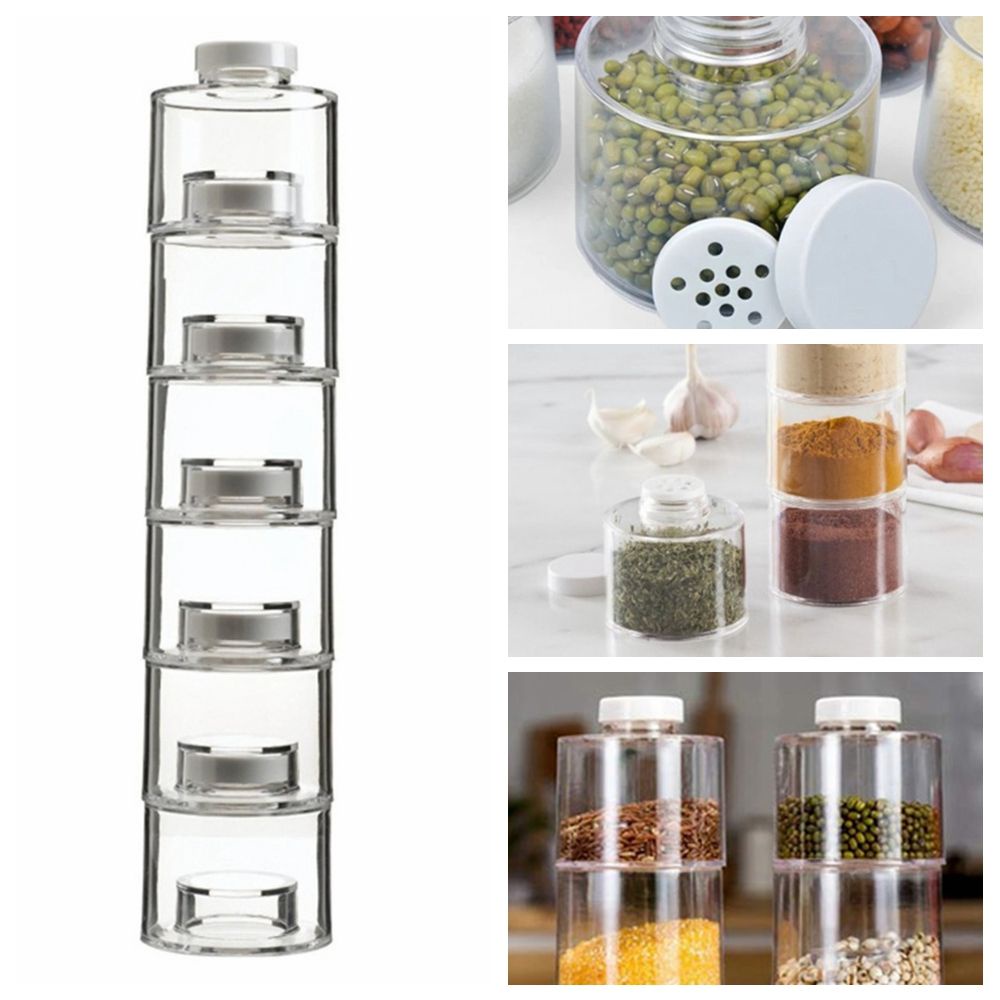 Set 6 Hộp Trong Suốt Đựng Gia Vị Tiện Dụng