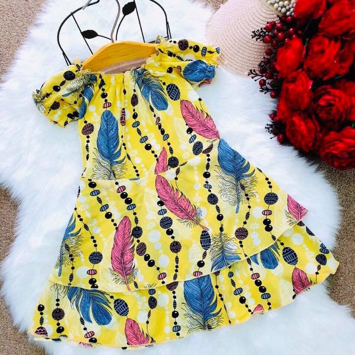 Đầm Bé Gái Trễ Vai Vải Lụa Tơ Họa Tiết Lá Cây cực xinh K90 - Trang 25 Kids