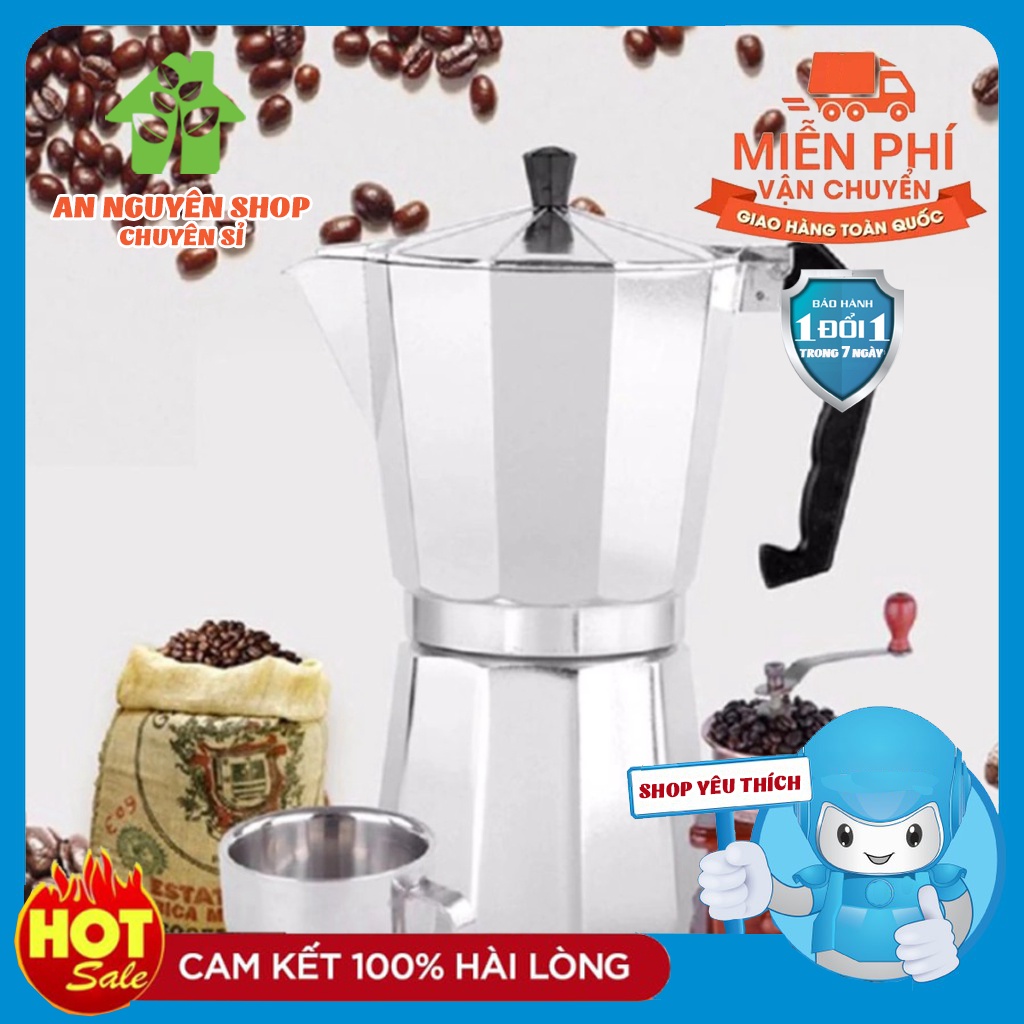 Ấm, Bình Pha Cà Phê Moka Espresso Tại Nhà - Ấm Pha Coffee Kiểu Ý - Tiện Lợi Dễ Sử Dung - Có Video, Ảnh Thật