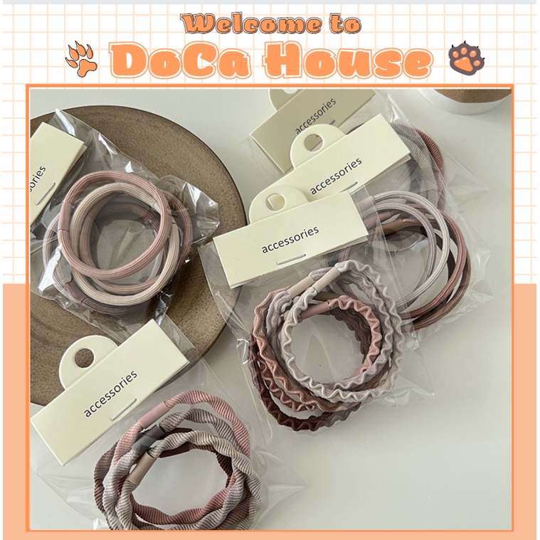 Dây Buộc Tóc Doca, Set 5 Dây Chun Buộc Tóc Co Dãn Thời Trang Hàn Quốc
