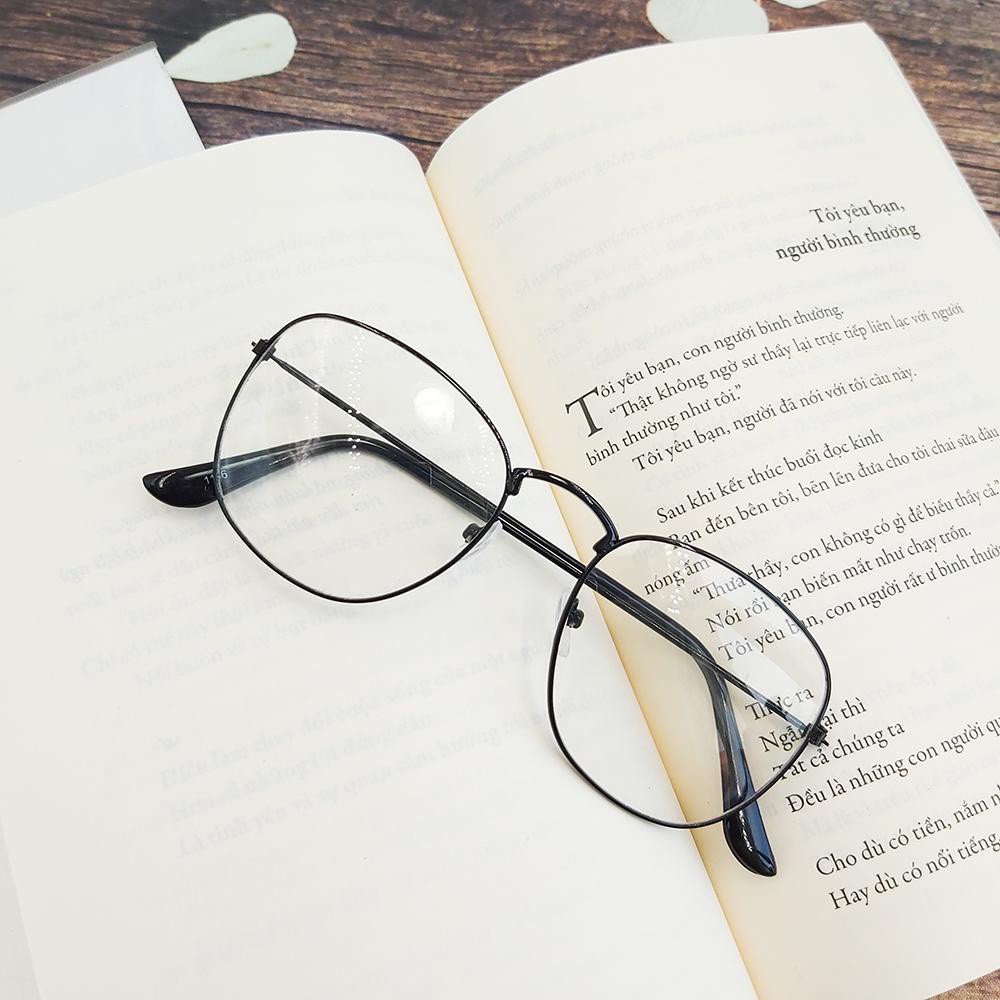 Mắt kính ngố tròn thời trang cao cấp kính teen kính có tròng kính ngố kính mắt mèo AH127 | BigBuy360 - bigbuy360.vn