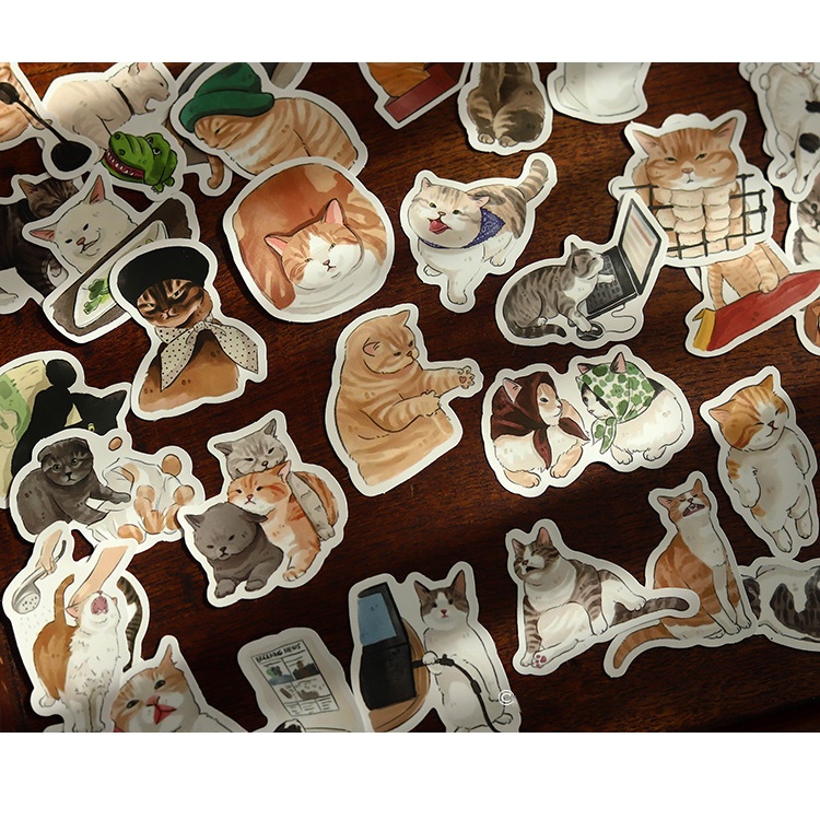 Combo 54 Sticker Biểu Cảm Siêu Kute Mèo Ngộ Nghĩnh