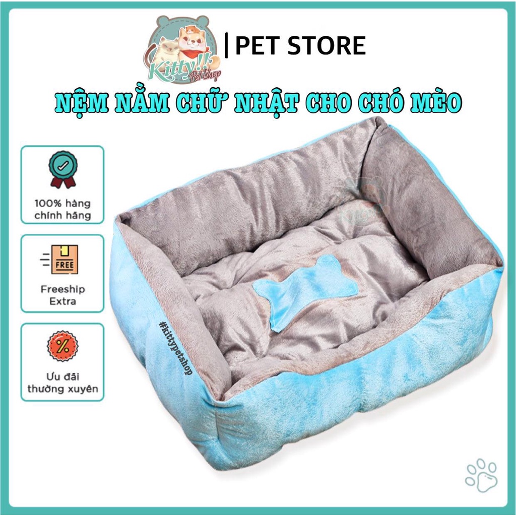 Nệm ngủ hình chữ nhật dành cho chó mèo , ổ đệm nằm mềm mại, chất lượng tốt cho thú cưng - Kitty Pet Shop BMT