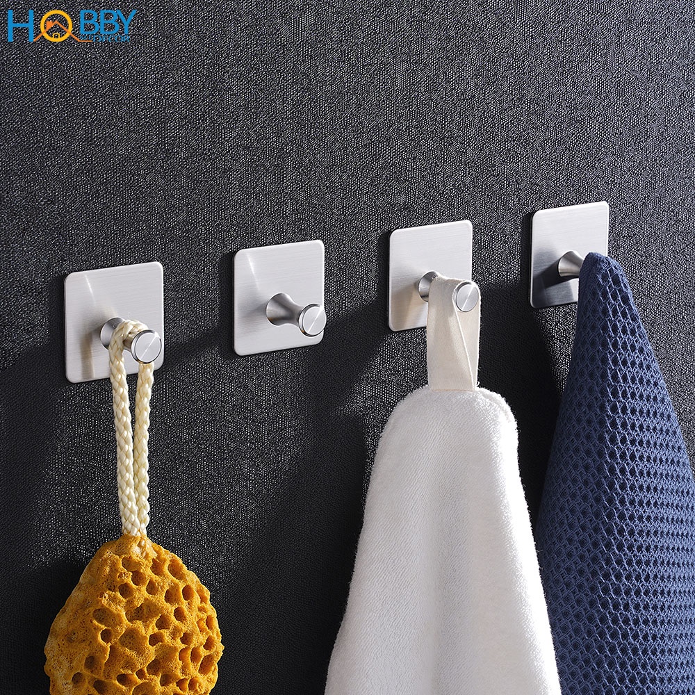 Combo 4 móc treo đồ dán tường inox 304 Hobby Home Decor V28-4 kèm keo
