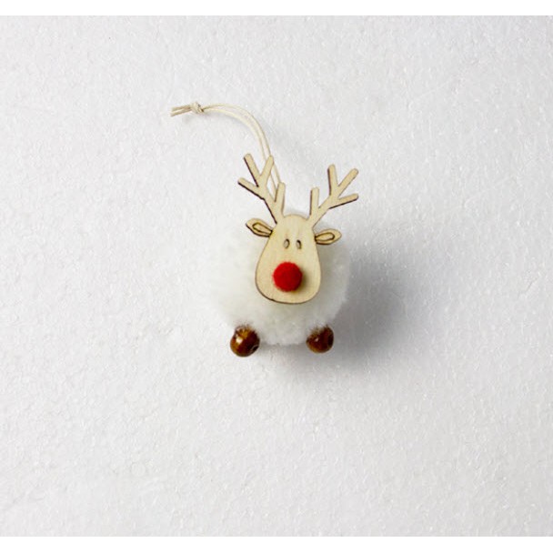 Phụ kiện treo trang trí cây thông Noel hình chú tuần lộc bằng vải nỉ xinh xắn kích thước 4cmx6cm
