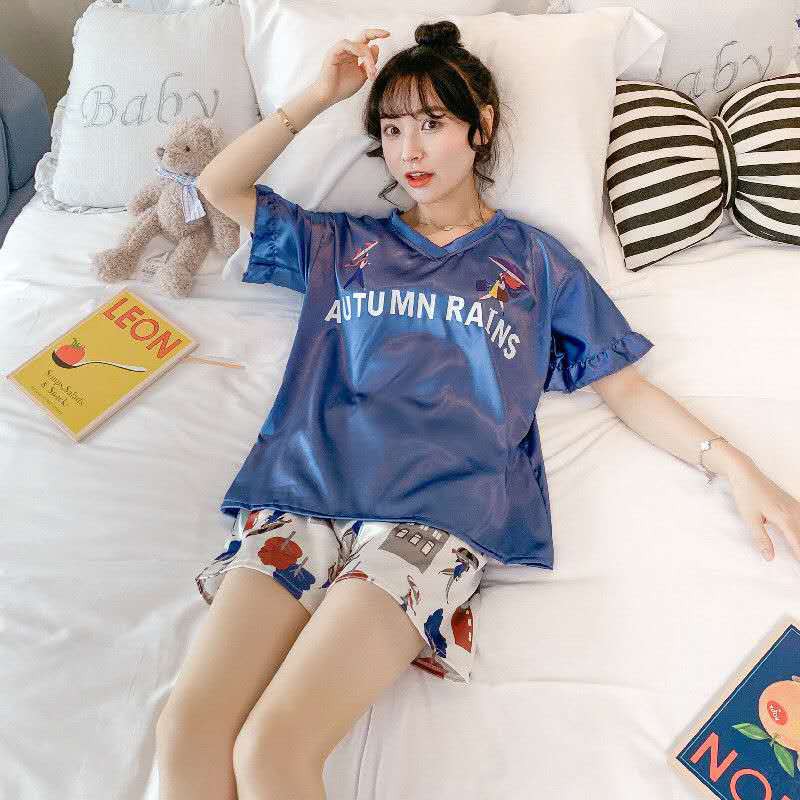  Set Đồ Ngủ Ngắn Vải Lụa Phong Cách Hàn Quốc Quyến Rũ Dành Cho Nữ | BigBuy360 - bigbuy360.vn