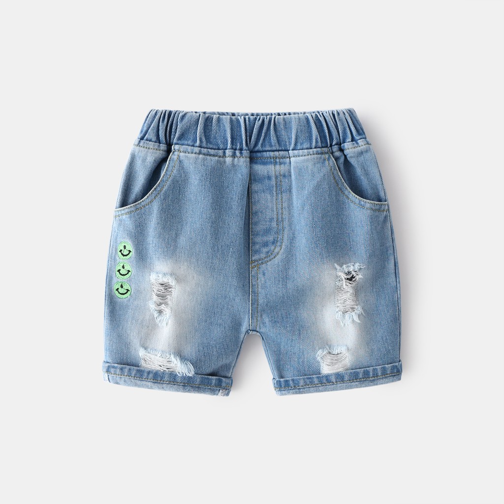 Quần Jean cho bé WELLKIDS quần short Jean họa tiết phối rách chất bò mềm hàng xuất Âu Mỹ