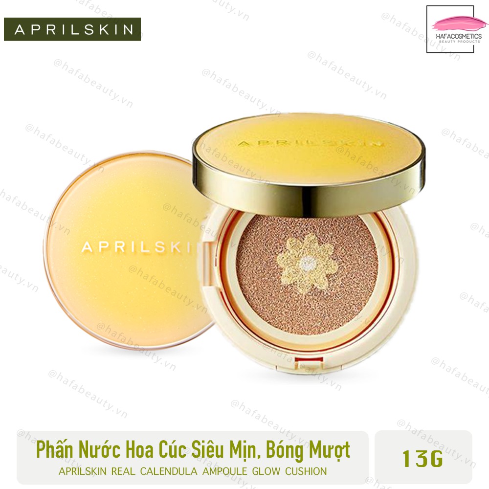 Phấn Nước Hoa Cúc Siêu Mỏng Mịn April Skin Real Calendula Ampoule Glow Cushion SPF50+PA++++ 13g