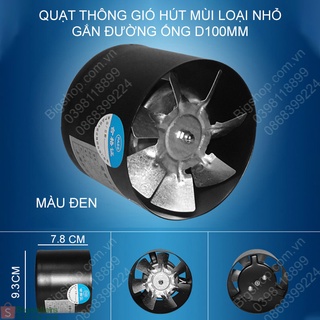 (Bigseller) Quạt thông gió mini 4inch gắn đường ống D100mm, gắn tường khoét lỗ D100mm