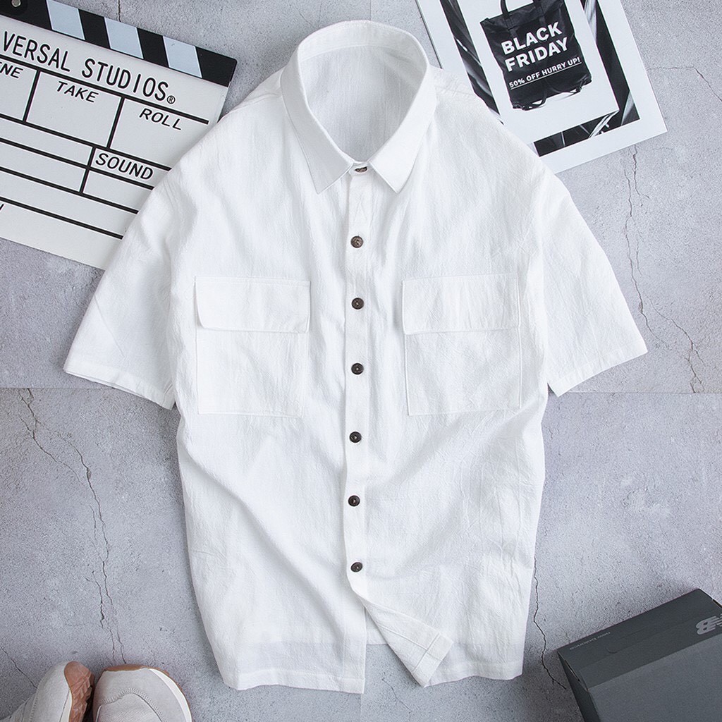 Áo Đũi Nam Cổ Bẻ, Áo Sơ Mi Cộc Tay Chất Liệu Đũi Mềm Nhẹ Thoáng Mát Thấm Hút Mồ Hôi - AC94 - Shopmens | BigBuy360 - bigbuy360.vn