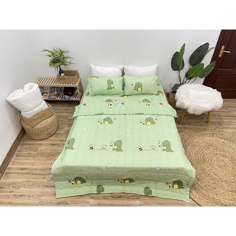 [Xả Kho Giá Gốc ] Bộ ga gối Cotton Poly bo chun M6/M8 drap giường poly, ga trải giường kèm 2 vỏ gối