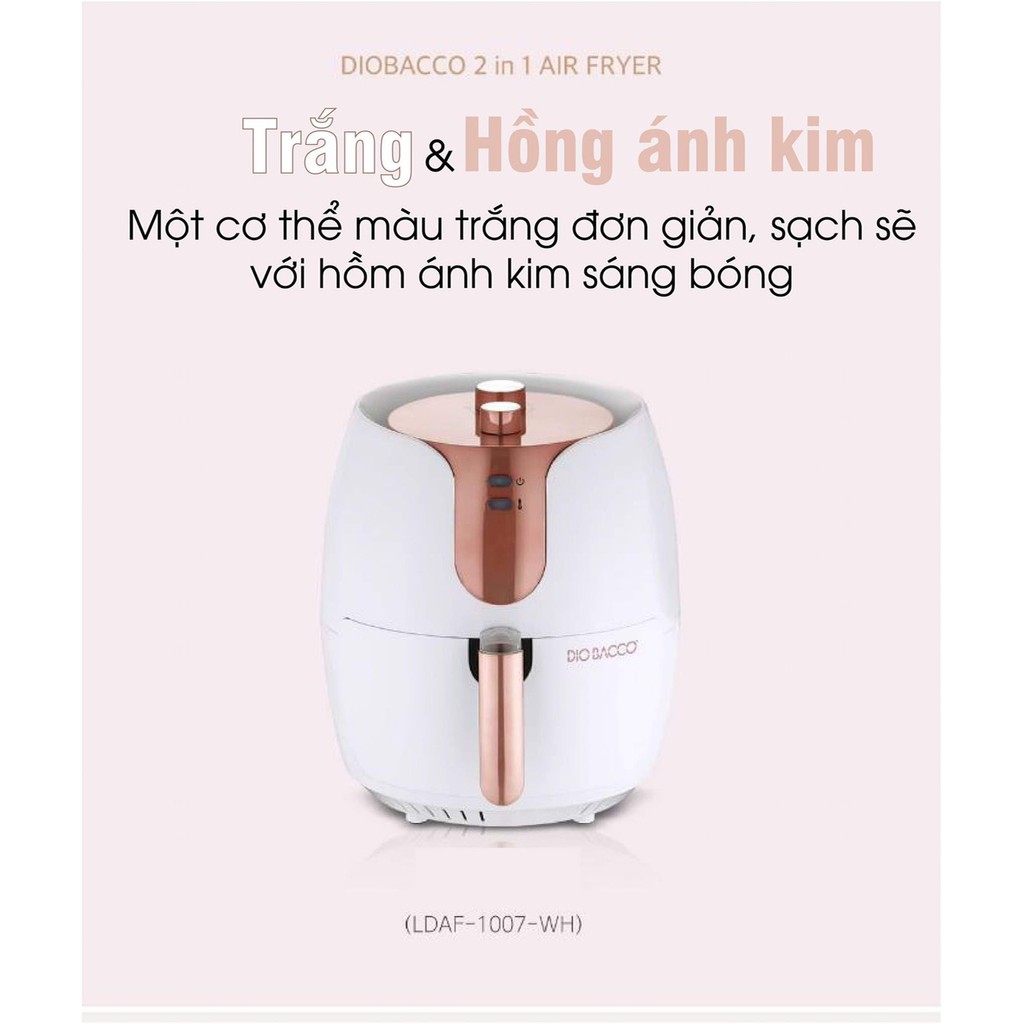 (Mã CHUT002 giảm 8%) Nồi Chiên Không Dầu Dio Bacco 2in1 Dung Tích 7L, Bảo Hành 12 Tháng - Hàng Nội Địa Hàn Quốc