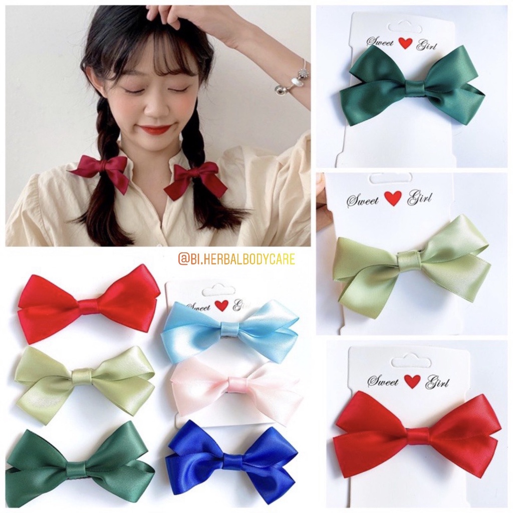 [Handmade] Kẹp tóc nơ nhỏ vải satin xinh xắn dễ thương phong cách Hàn Quốc nhiều màu sắc