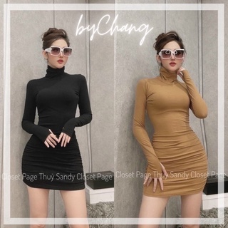 Đầm Ôm Body Cổ Lọ Xỏ Ngón Chất Borip Mặc Thu Đông byChang (có kèm hình thật)