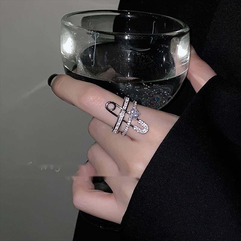 Nhẫn Hở Hai Lớp Phong Cách hip hop Hàn Quốc Thời Trang Cho Nữ