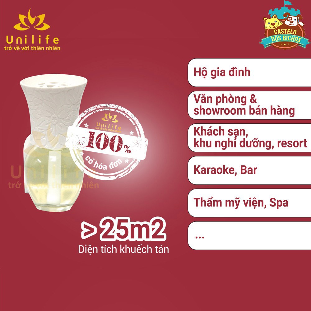 Máy khuếch tán tinh dầu Unilife [ TẶNG TINH DẦU HƯƠNG QUẾ TÁO 30ml ] Chính hãng BH 12 Tháng - Khử mùi hôi chó mèo