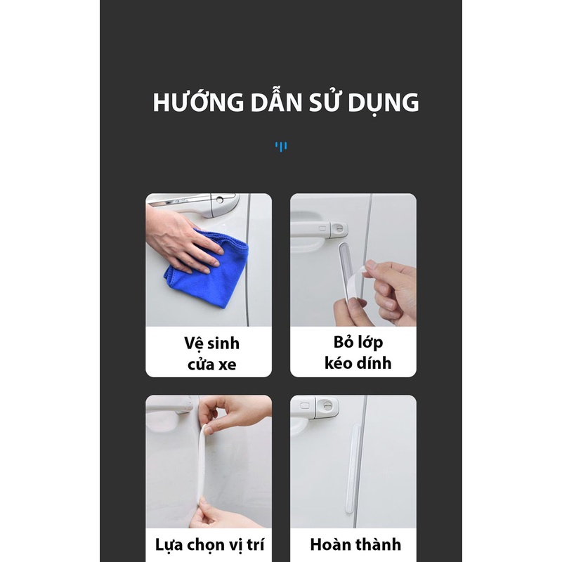 Combo 4 miếng dán chống va đập cửa xe ô tô chất liệu Silicon siêu chịu lực, chống mài mòn