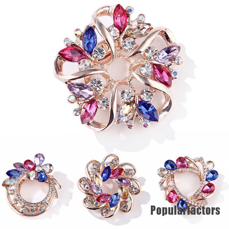 Ghim cài áo hình vòng hoa đính đá nhân tạo thời trang