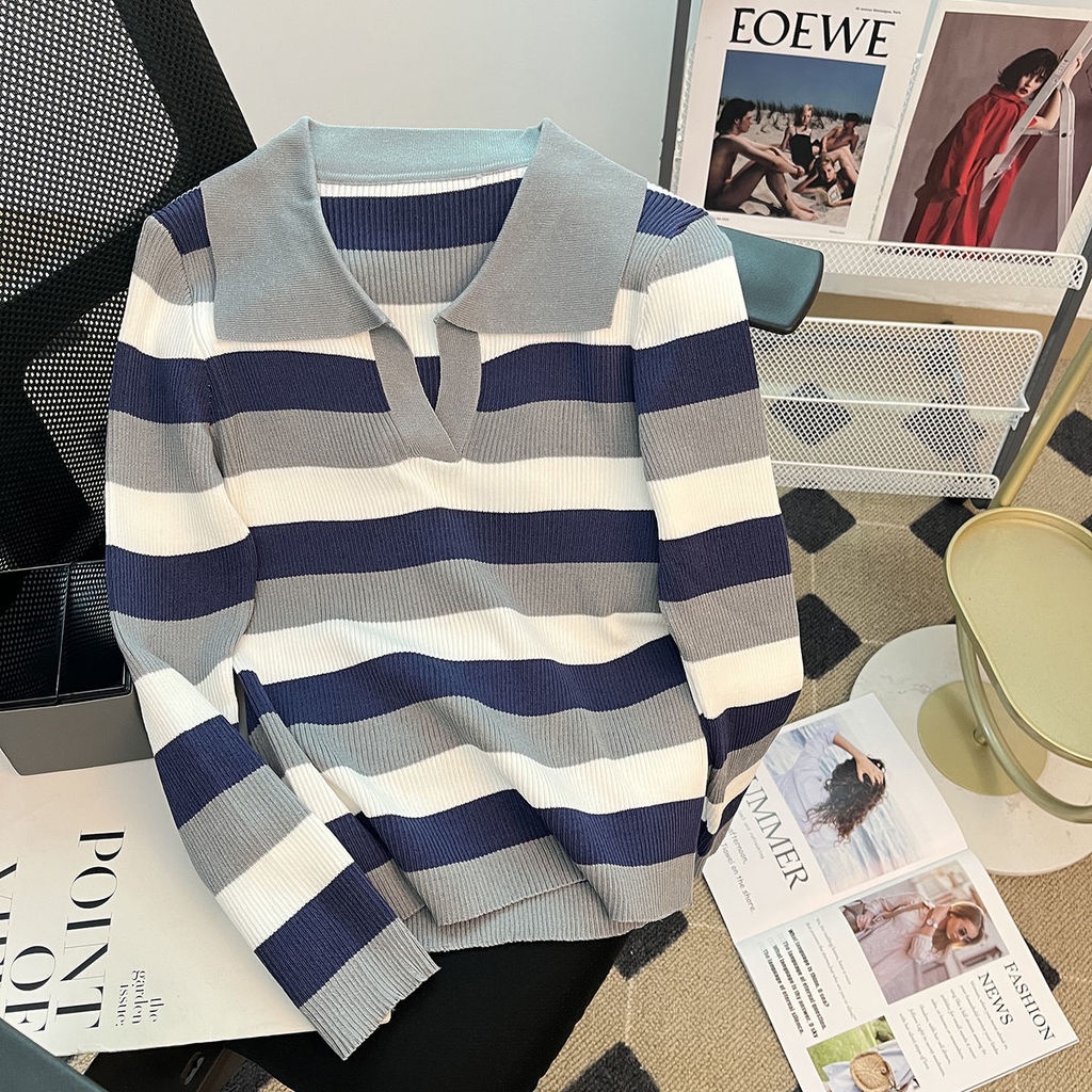 Áo Sơ Mi Dài Tay Họa Tiết Kẻ Sọc Phong Cách Phương Tây Mới Cho Nữ