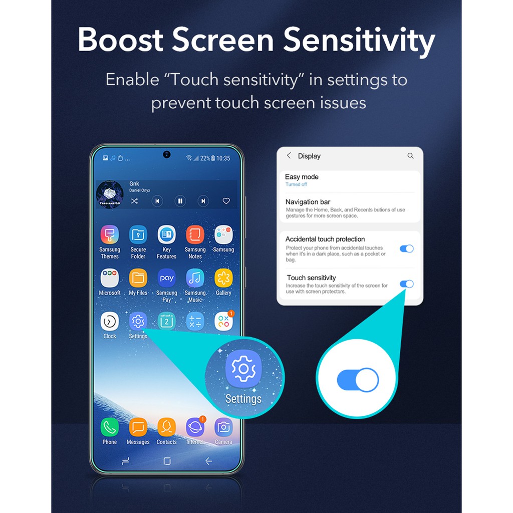 Set 3 Miếng Dán Bảo Vệ Màn Hình ESR Dành Cho Samsung Galaxy S21 S21 Plus S21 Ultra 5g