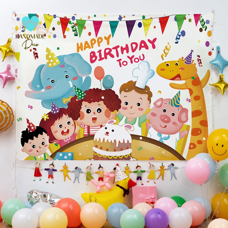 Phông nền sinh nhật cho bé trai bé gái- Banner tranh vải,thảm vải treo tường trang trí sinh nhật cho bé nhiều mẫu