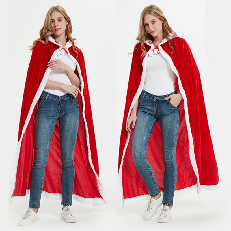 Áo choàng nhung dáng dài có nón hình ông già Noel cho người lớn và trẻ em
 | BigBuy360 - bigbuy360.vn