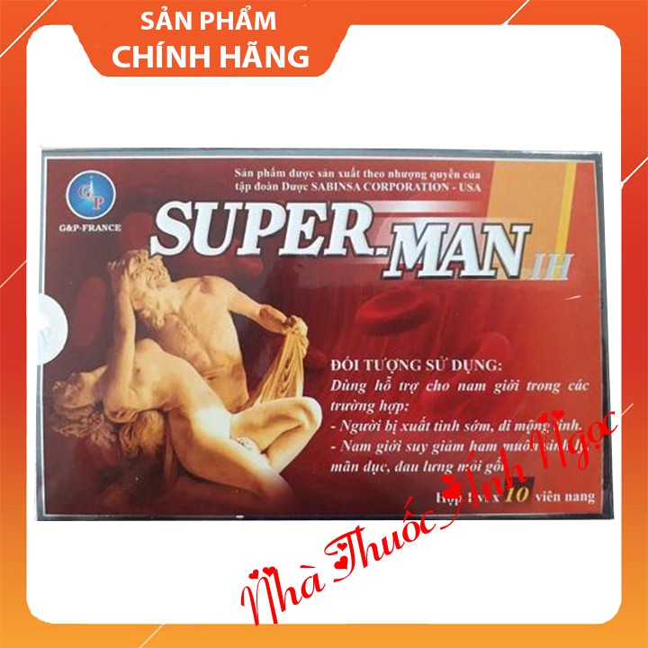 [CHÍNH HÃNG] Super-Man 1H G&amp;P France – Bổ thận tráng dương, tăng cường sinh lý, hormone nam, ngừa mãn dục Superman 1h