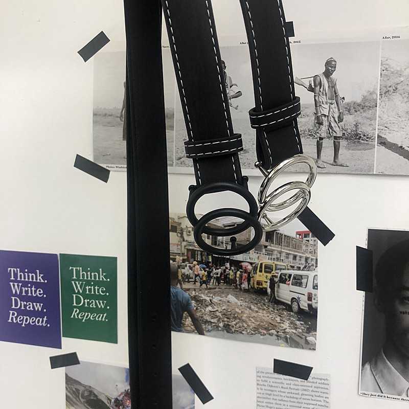 28779South Korea INS retro double circle PU belt simple and handsome student men and women belt