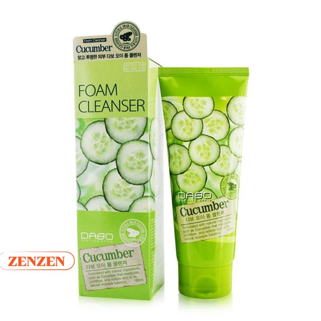 Sữa Rửa Mặt Dabo Dưa Leo Foam Cleanser 180ml sạch da, se khít lỗ chân lông ,mờ vết tàn nhang, giảm nếp nhăn