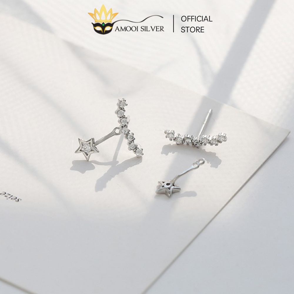 Bông Tai Bạc Cao Cấp S925 Mẫu Dải Ngân Hà Đính Đá Kèm Ngôi Sao - Amooi Silver AB52