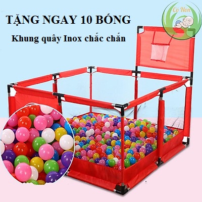 Quây Bóng Cho Bé,Lều Bóng Cho Bé Hình Vuông Khung INOX Chắc Chắn,KT Lớn 1,26m x1,26m.Tặng 10 bóng