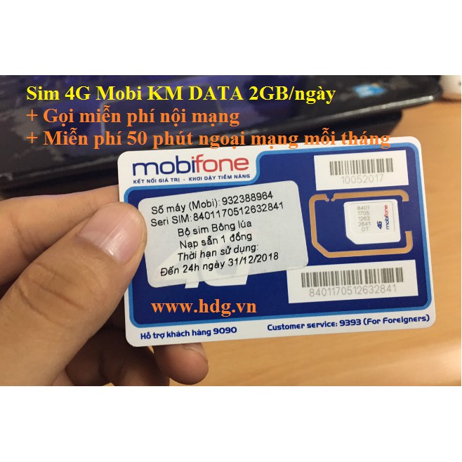 SIM 4G MOBI 120G KM 2GB / NGÀY - HSD 2 THÁNG