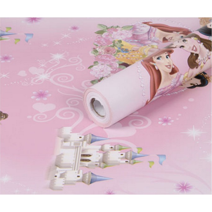 Cuộn 10M giấy dán tường CÔ CÔNG CHÚA HỒNG DISNEY khổ rộng 45cm