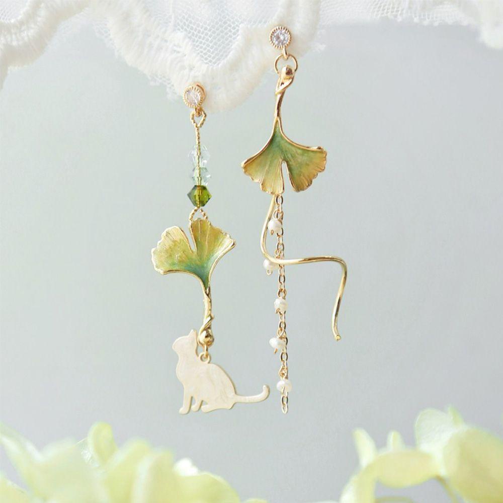 Bông Tai Mạ Bạc 925 Hình Hoa Lá Phong Cách Hàn Quốc|Bông Tai Kim Dài Thiết Kế Xinh Xắn Thời Trang