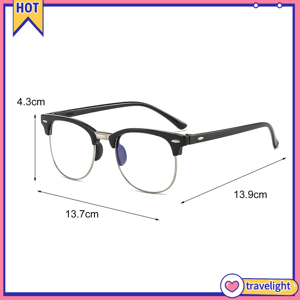 (Hàng Mới Về) 1 Cặp Mắt Kính Nửa Gọng Tròn Chống Ánh Sáng Xanh Cho Nữ