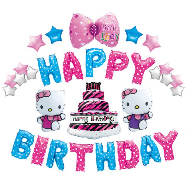Set bong bóng heo peppa, kitty, chó con trang trí sinh nhật cho bé và người lớn- Happy Birthday ( có sỉ ) SPA