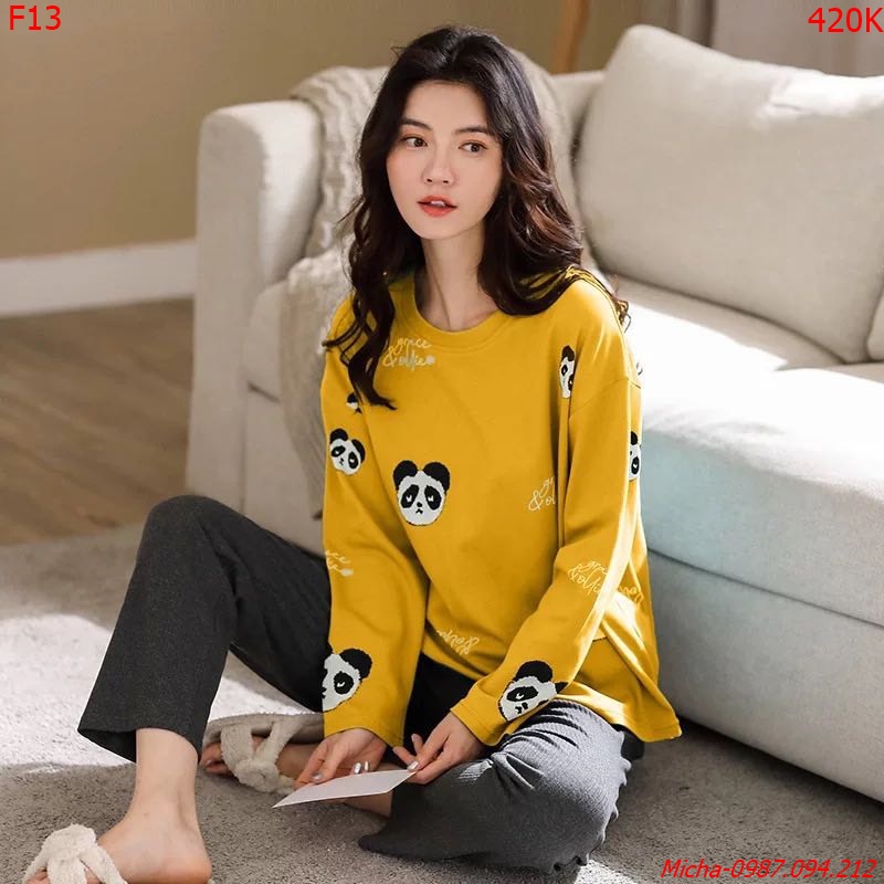 Bộ dài tay gấu panda màu vàng - Micha F13